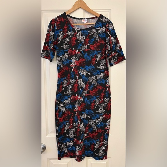 LuLaRoe Patriotic Julia Dress Size Large - Picture 1 of 9